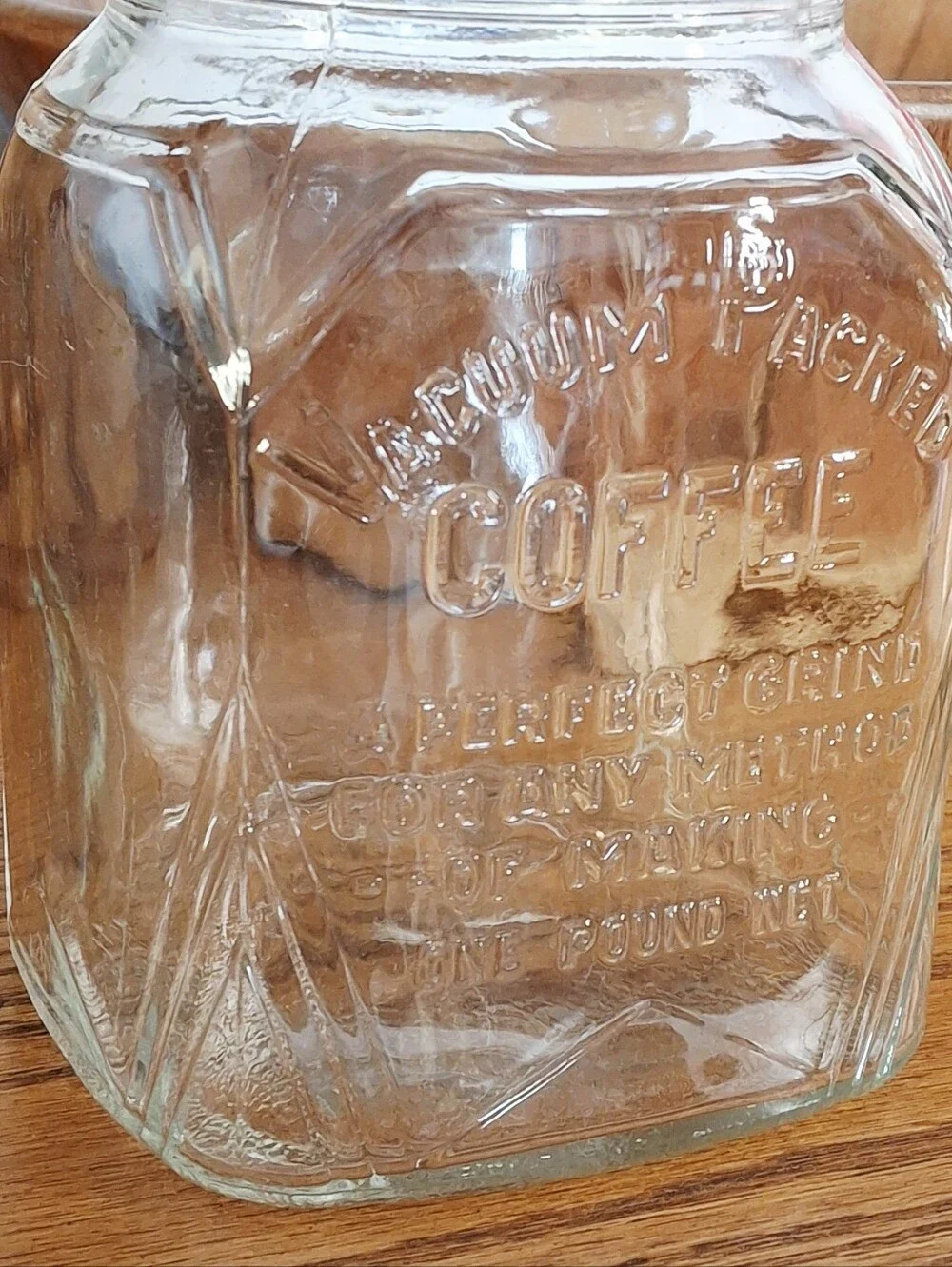 Vintage Owens Illinois Glass Coffee Jar Embossed 1935 Coffee Bar Kitchen Decor